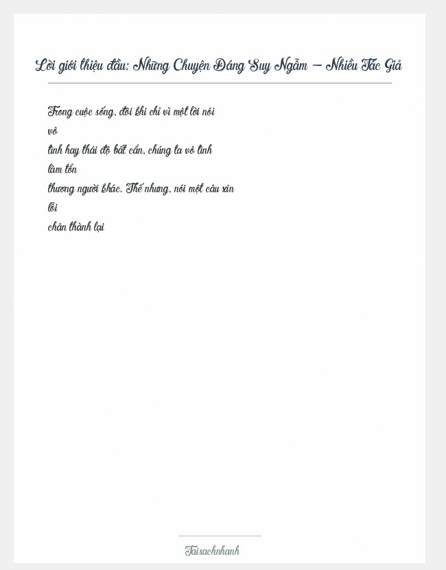 Trích đoạn Những Chuyện Đáng Suy Ngẫm - Nhiều Tác Giả