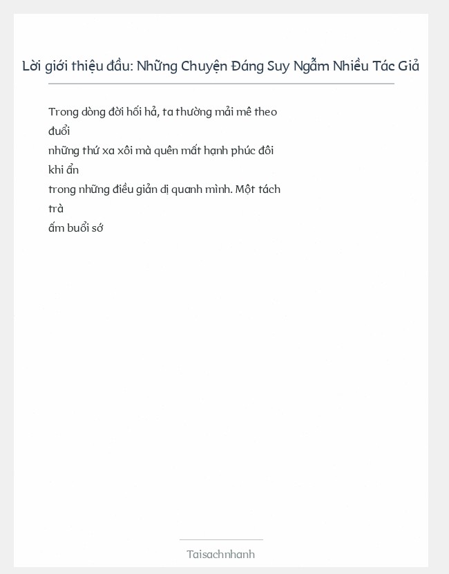 Trích đoạn Những Chuyện Đáng Suy Ngẫm Nhiều Tác Giả