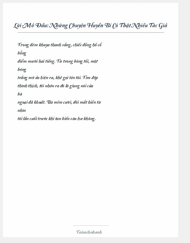 Trích đoạn Những Chuyện Huyền Bí Có Thật Nhiều Tác Giả