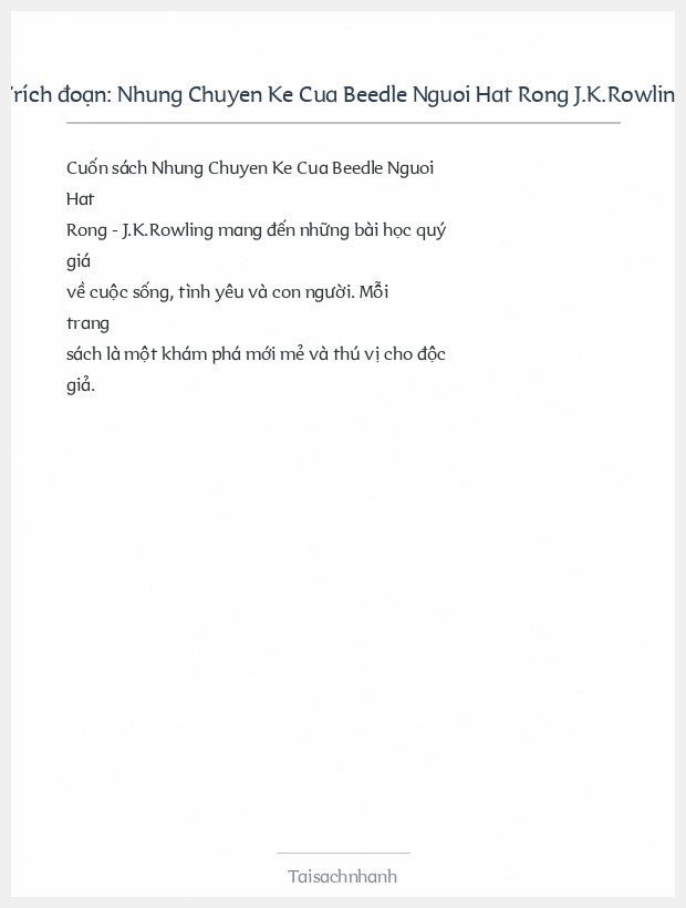 Trích đoạn Nhung Chuyen Ke Cua Beedle Nguoi Hat Rong J.K.Rowling