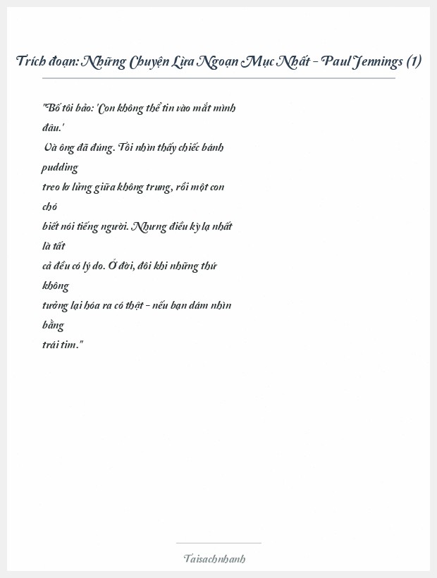 Trích đoạn Những Chuyện Lừa Ngoạn Mục Nhất - Paul Jennings (1)
