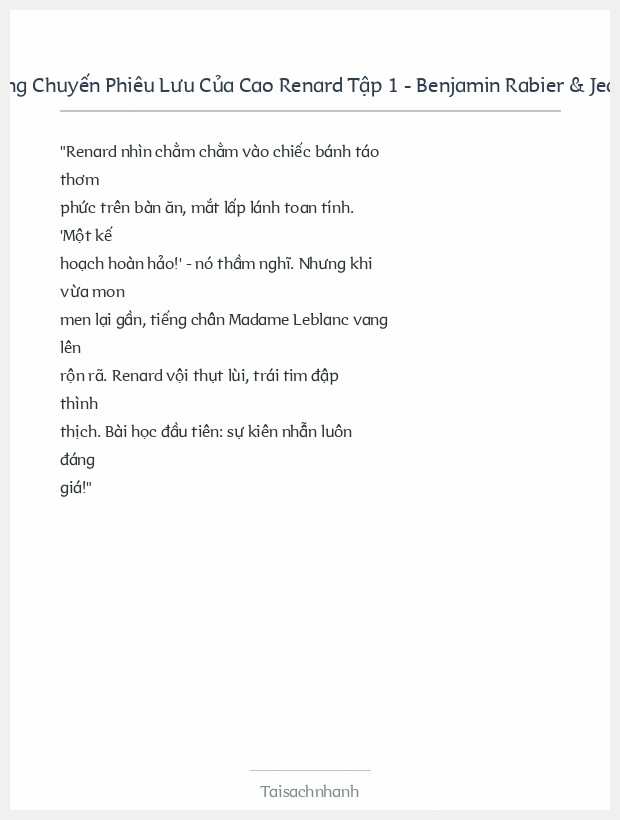 Trích đoạn Những Chuyến Phiêu Lưu Của Cao Renard Tập 1 - Benjamin Rabier & Jeanne Leroy Allais