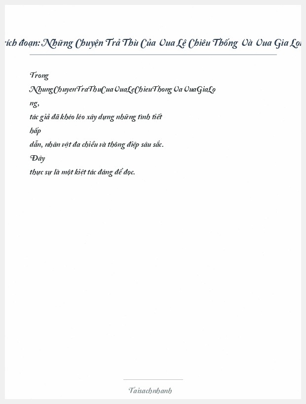 Trích đoạn Những Chuyện Trả Thù Của Vua Lê Chiêu Thống Và Vua Gia Long