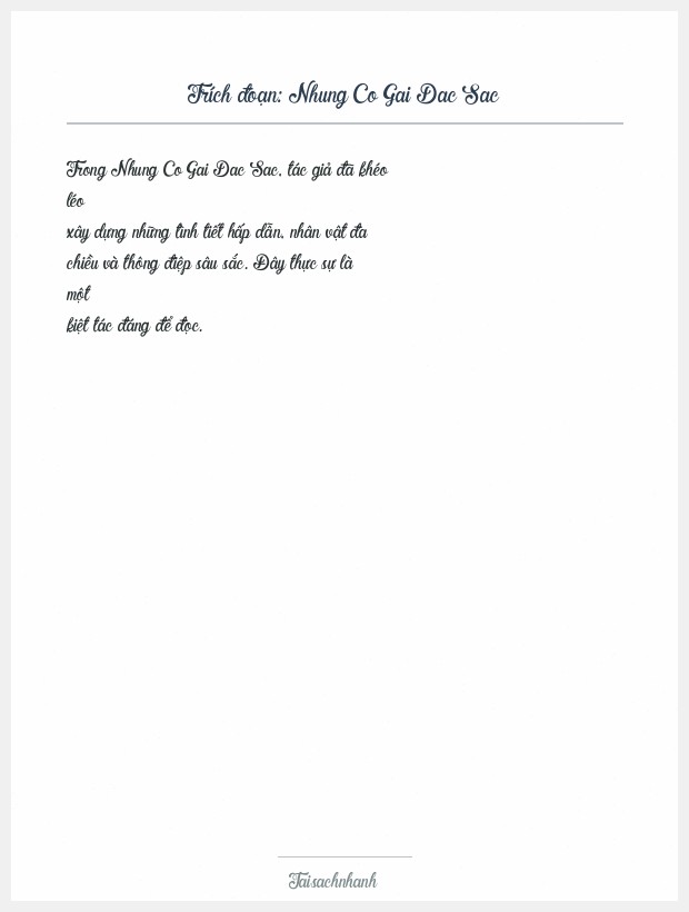 Trích đoạn Nhung Co Gai Dac Sac