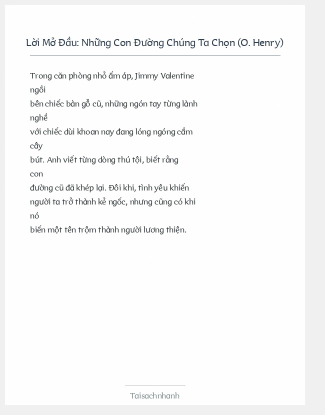 Trích đoạn Những Con Đường Chúng Ta Chọn (O. Henry)