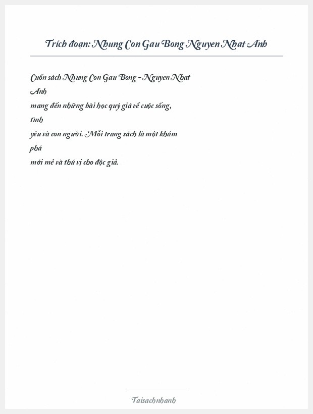 Trích đoạn Nhung Con Gau Bong Nguyen Nhat Anh