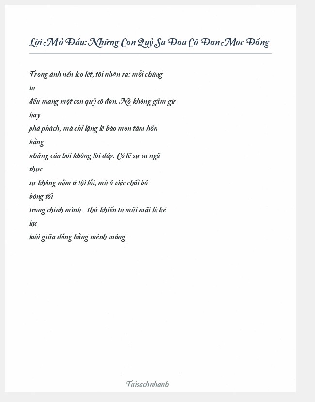 Trích đoạn Những Con Quỷ Sa Đoạ Cô Đơn Mọc Đồng