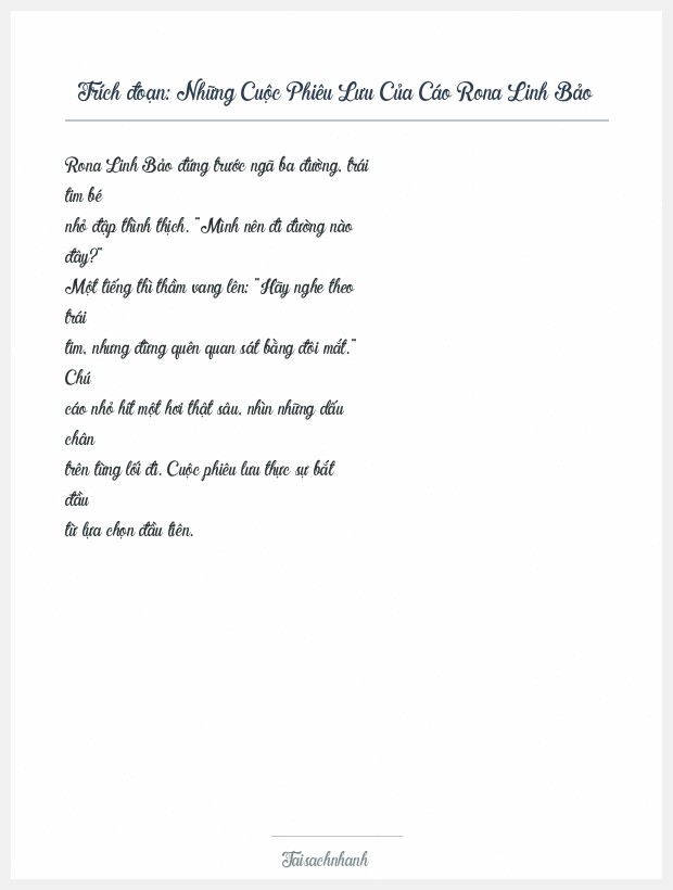 Trích đoạn Những Cuộc Phiêu Lưu Của Cáo Rona Linh Bảo