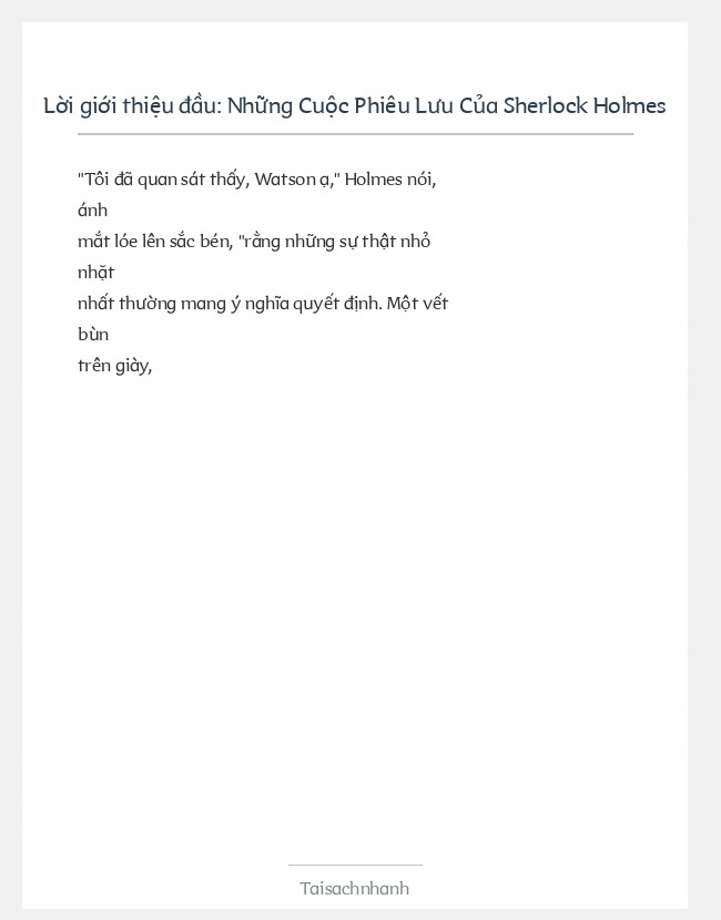 Trích đoạn Những Cuộc Phiêu Lưu Của Sherlock Holmes