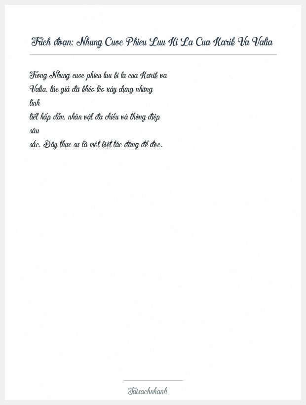 Trích đoạn Nhung Cuoc Phieu Luu Ki La Cua Karik Va Valia