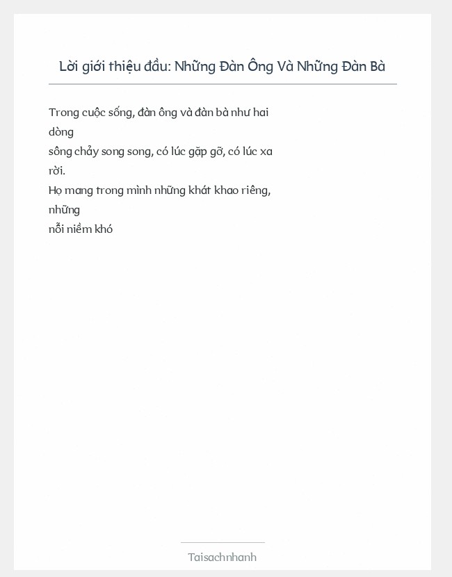 Trích đoạn Những Đàn Ông Và Những Đàn Bà