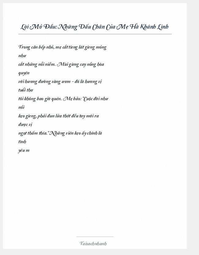 Trích đoạn Những Dấu Chân Của Mẹ Hà Khánh Linh