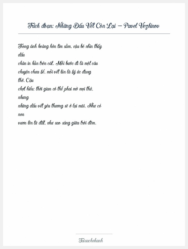 Trích đoạn Những Dấu Vết Còn Lại - Pavel Vezhinov