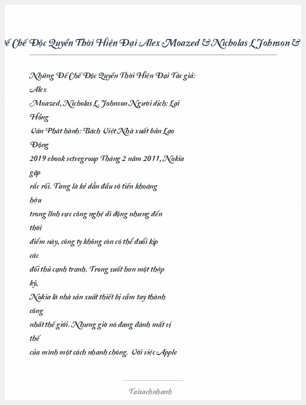 Trích đoạn Những Đế Chế Độc Quyền Thời Hiện Đại Alex Moazed & Nicholas L Johnson & Lại Hồng Vân (Dịch)