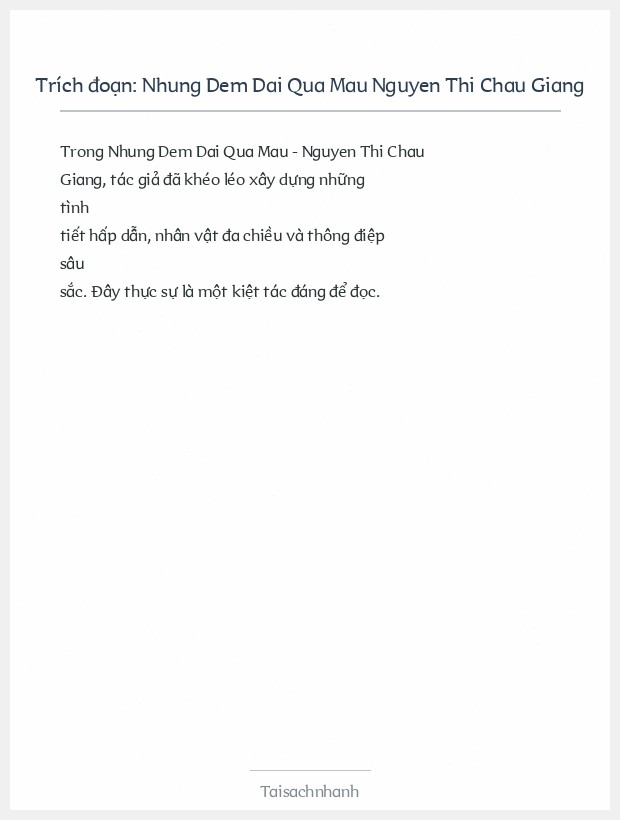 Trích đoạn Nhung Dem Dai Qua Mau Nguyen Thi Chau Giang