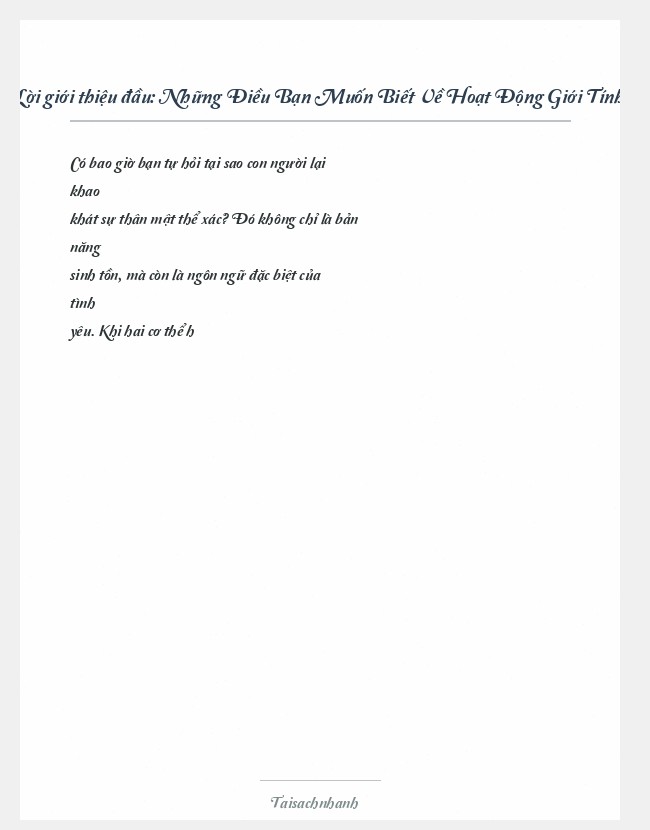 Trích đoạn Những Điều Bạn Muốn Biết Về Hoạt Động Giới Tính