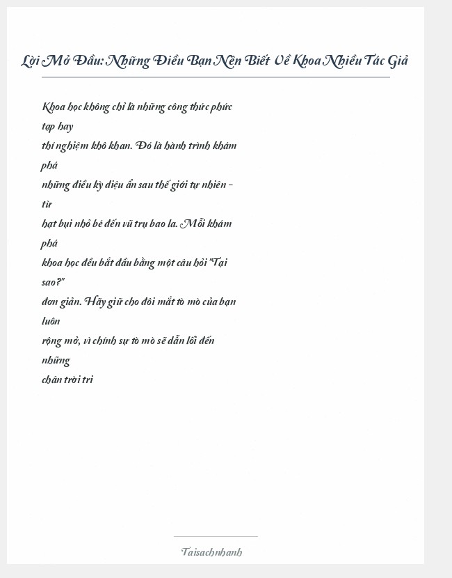 Trích đoạn Những Điều Bạn Nên Biết Về Khoa Nhiều Tác Giả