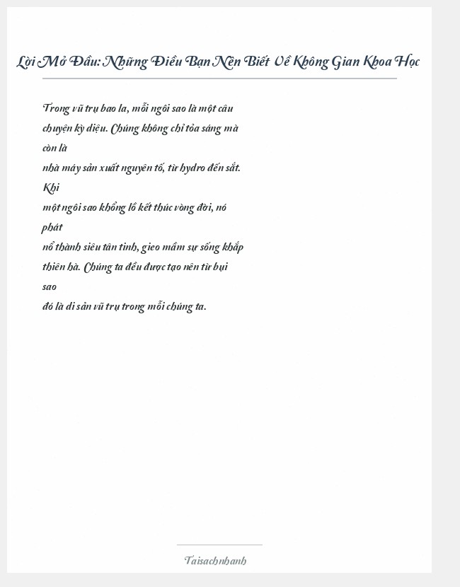 Trích đoạn Những Điều Bạn Nên Biết Về Không Gian Khoa Học