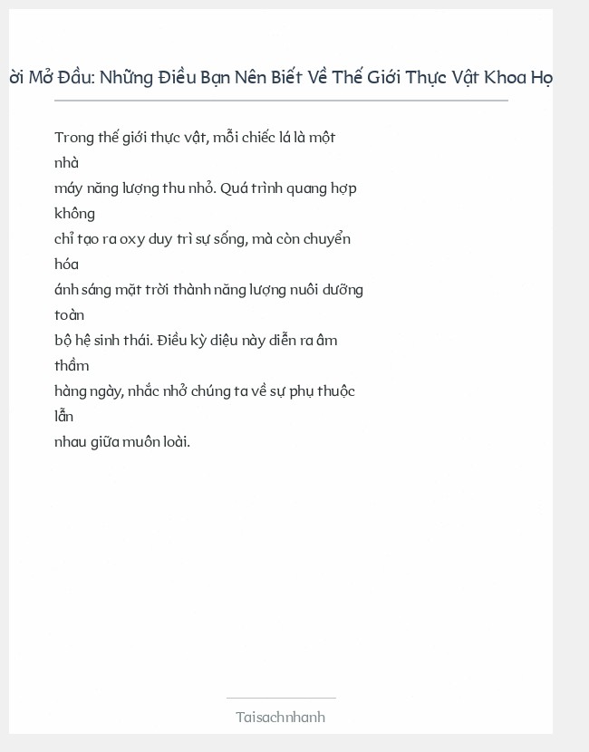 Trích đoạn Những Điều Bạn Nên Biết Về Thế Giới Thực Vật Khoa Học
