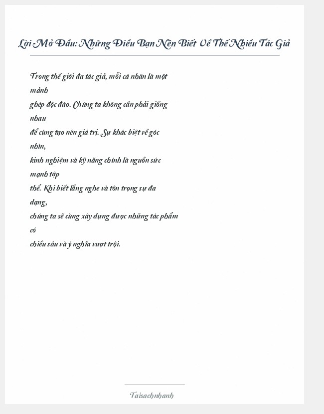 Trích đoạn Những Điều Bạn Nên Biết Về Thế Nhiều Tác Giả