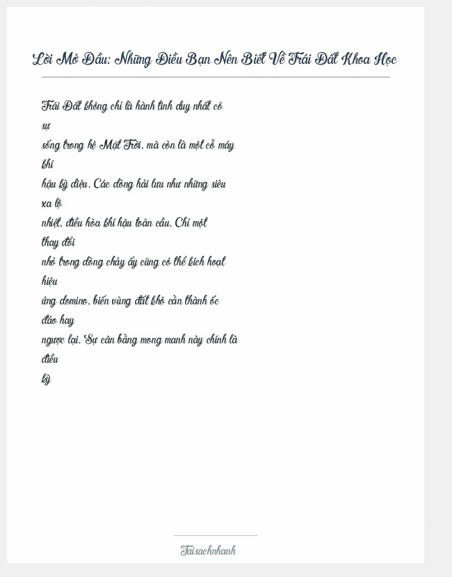 Trích đoạn Những Điều Bạn Nên Biết Về Trái Đất Khoa Học