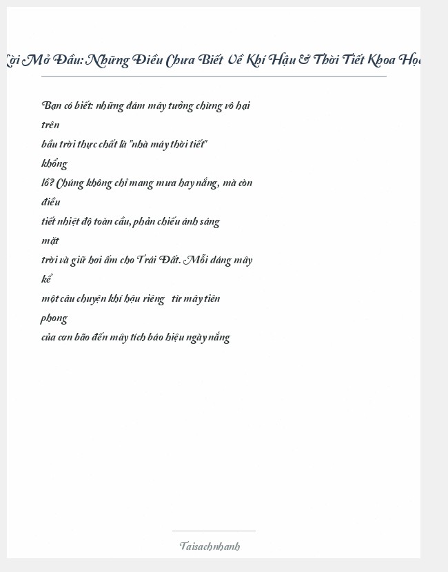 Trích đoạn Những Điều Chưa Biết Về Khí Hậu & Thời Tiết Khoa Học