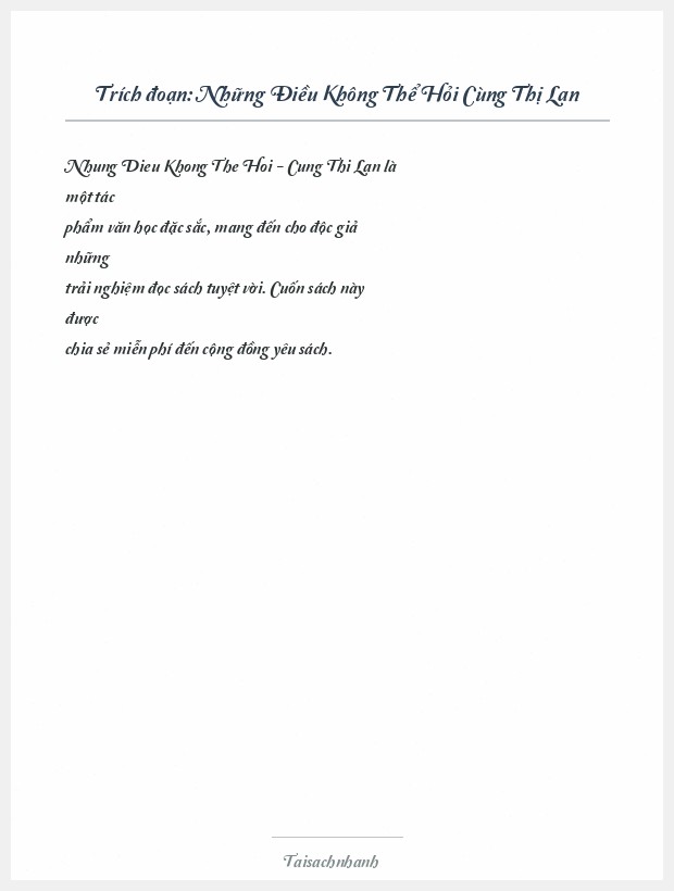 Trích đoạn Những Điều Không Thể Hỏi Cùng Thị Lan