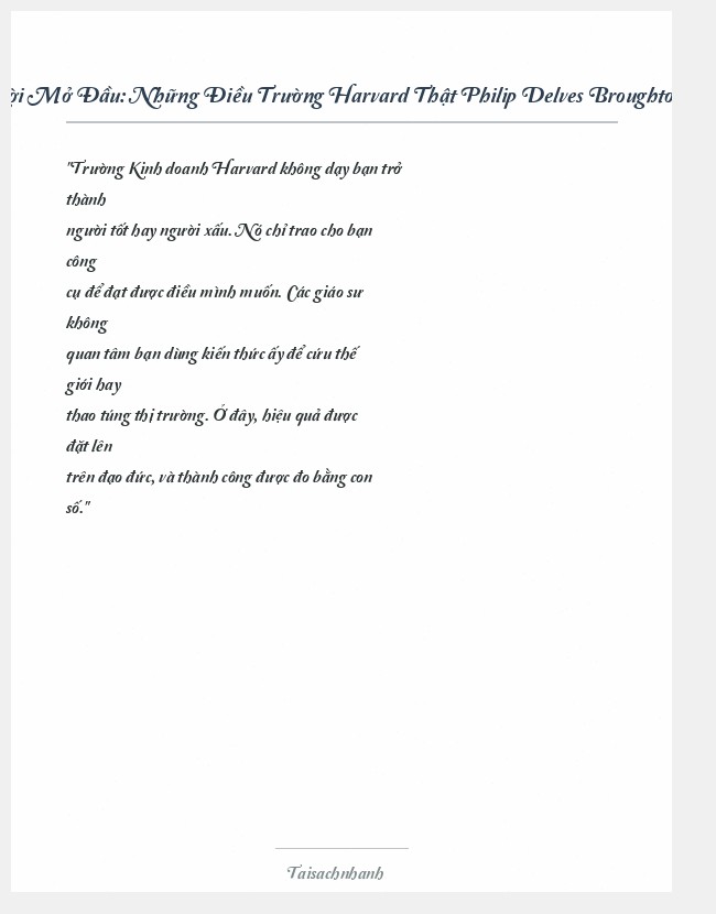 Trích đoạn Những Điều Trường Harvard Thật Philip Delves Broughton