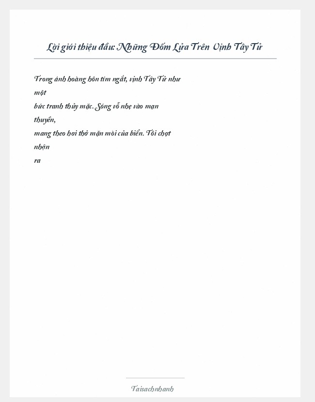 Trích đoạn Những Đốm Lửa Trên Vịnh Tây Tử