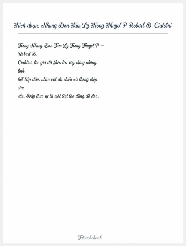Trích đoạn Nhung Don Tam Ly Trong Thuyet P Robert B. Cialdini