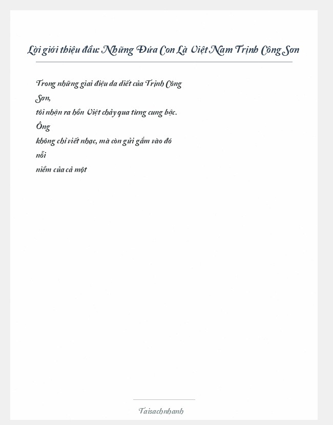 Trích đoạn Những Đứa Con Là Việt Nam Trịnh Công Sơn