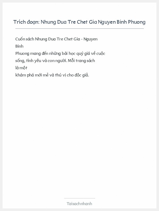 Trích đoạn Nhung Dua Tre Chet Gia Nguyen Binh Phuong