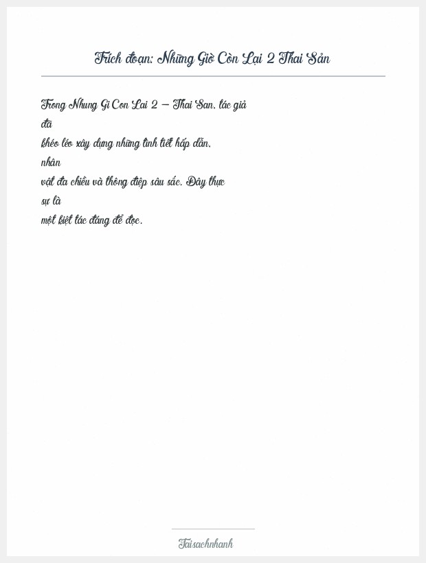 Trích đoạn Những Giờ Còn Lại 2 Thai Sản