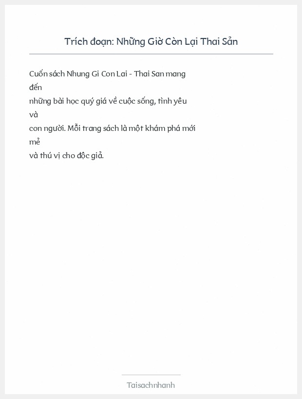 Trích đoạn Những Giờ Còn Lại Thai Sản