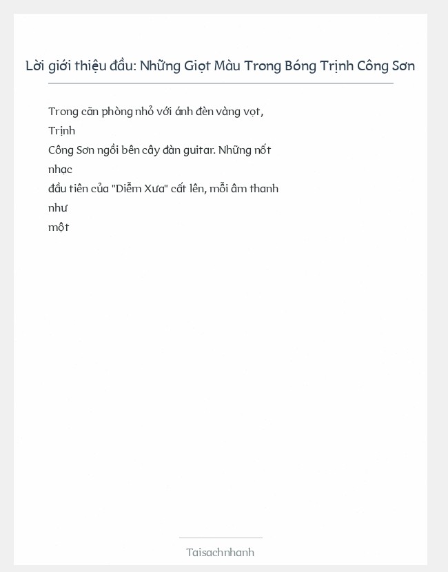 Trích đoạn Những Giọt Màu Trong Bóng Trịnh Công Sơn