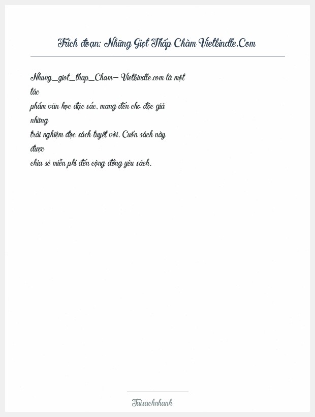 Trích đoạn Những Giọt Thấp Chàm Vietkindle.Com