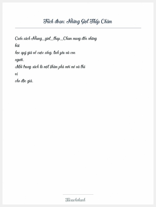 Trích đoạn Những Giọt Thấp Chàm