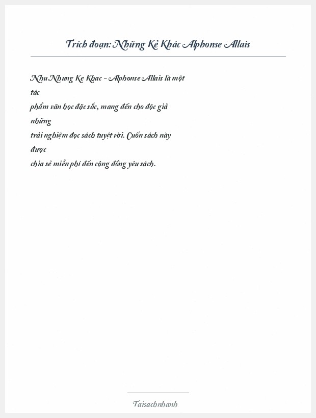 Trích đoạn Những Kẻ Khác Alphonse Allais