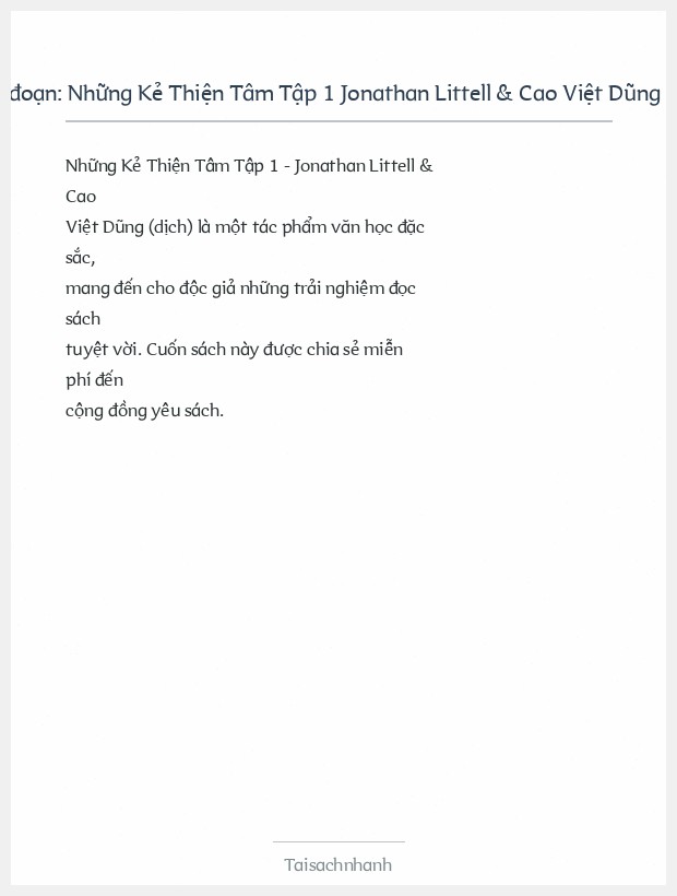 Trích đoạn Những Kẻ Thiện Tâm Tập 1 Jonathan Littell & Cao Việt Dũng (Dịch)