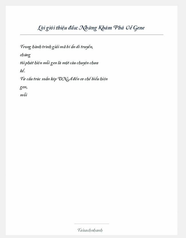 Trích đoạn Những Khám Phá Về Gene