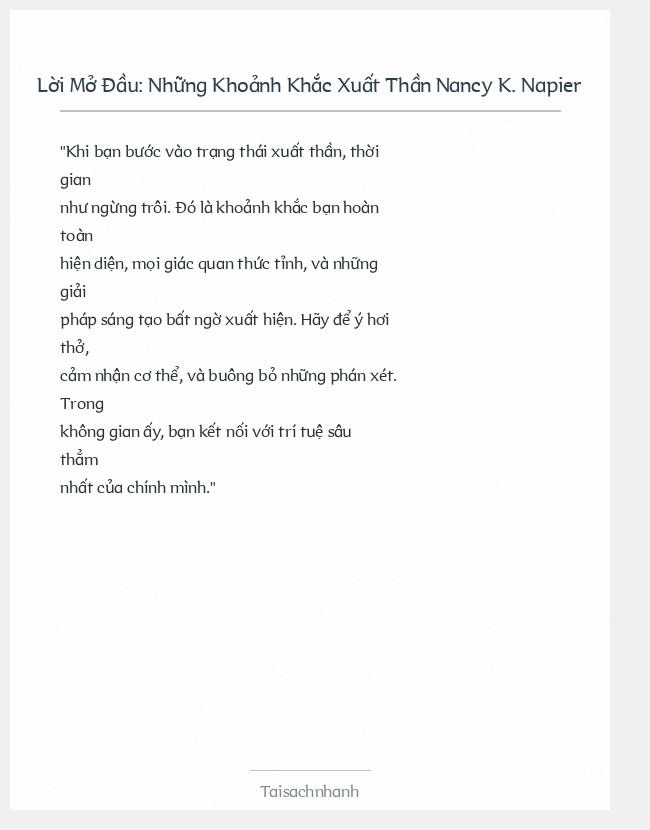 Trích đoạn Những Khoảnh Khắc Xuất Thần Nancy K. Napier