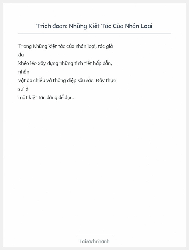 Trích đoạn Những Kiệt Tác Của Nhân Loại