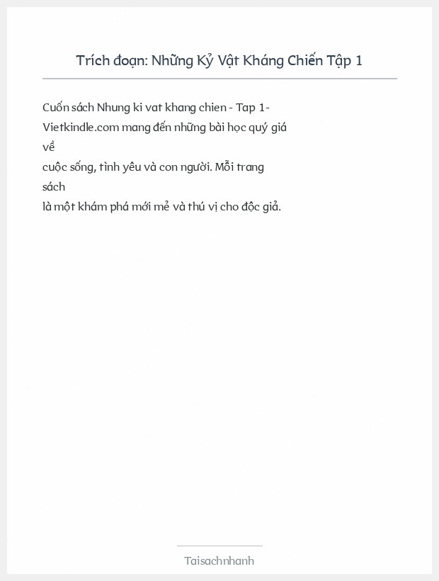 Trích đoạn Những Kỷ Vật Kháng Chiến Tập 1