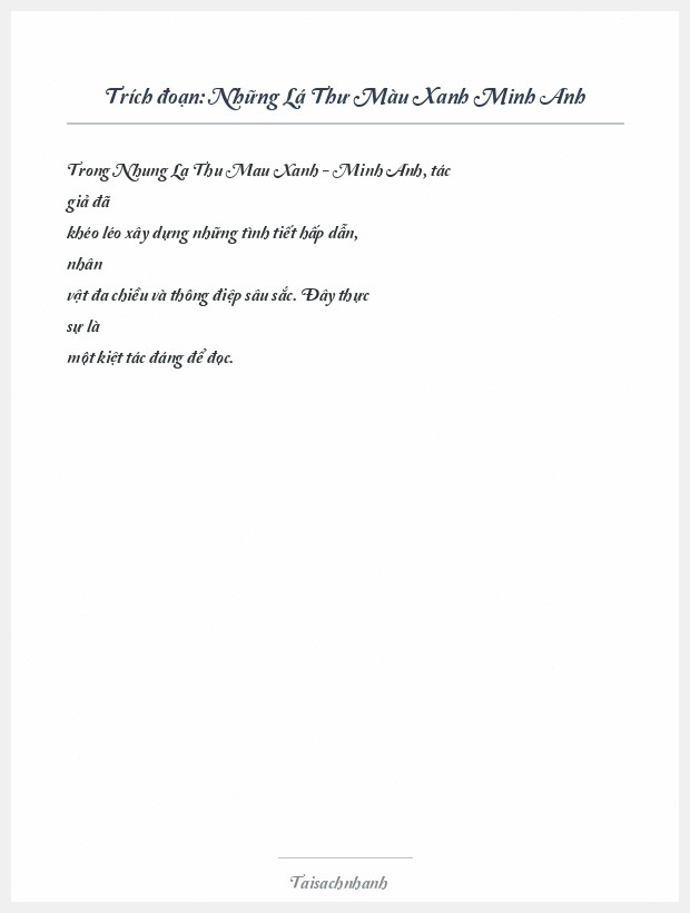 Trích đoạn Những Lá Thư Màu Xanh Minh Anh