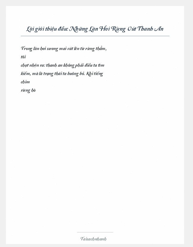 Trích đoạn Những Làn Hơi Rừng Vút Thanh An