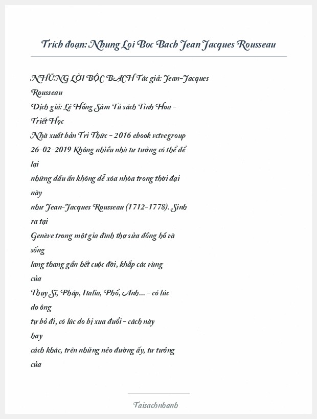Trích đoạn Nhung Loi Boc Bach Jean Jacques Rousseau
