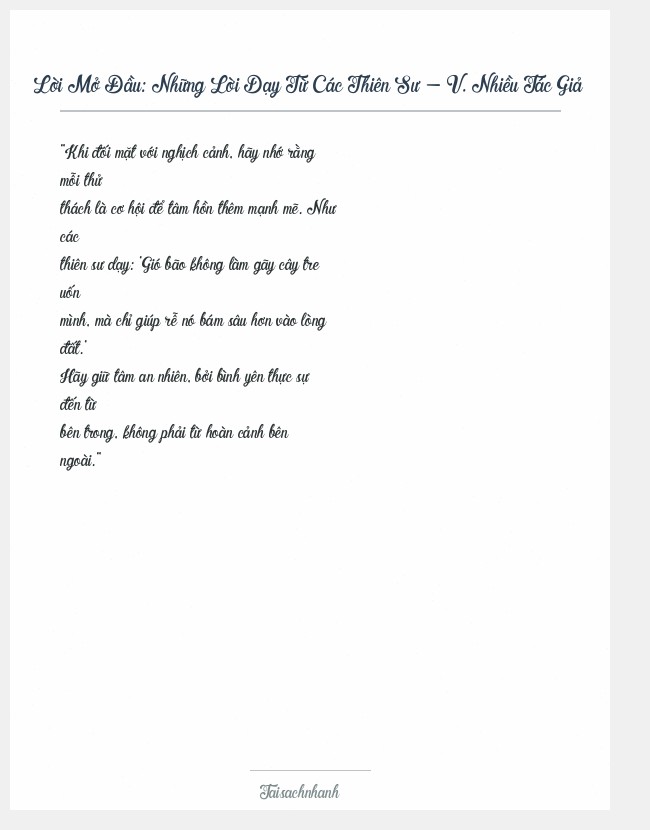 Trích đoạn Những Lời Dạy Từ Các Thiên Sư - V. Nhiều Tác Giả