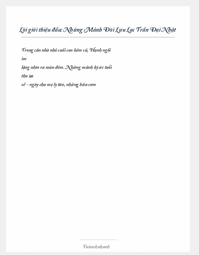 Trích đoạn Những Mảnh Đời Lưu Lạc Trần Đại Nhật