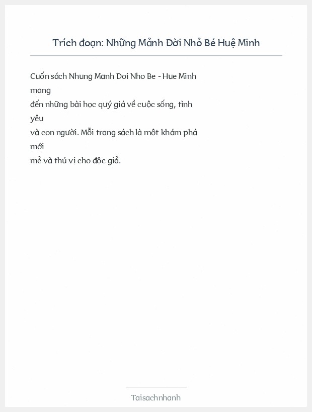Trích đoạn Những Mảnh Đời Nhỏ Bé Huệ Minh