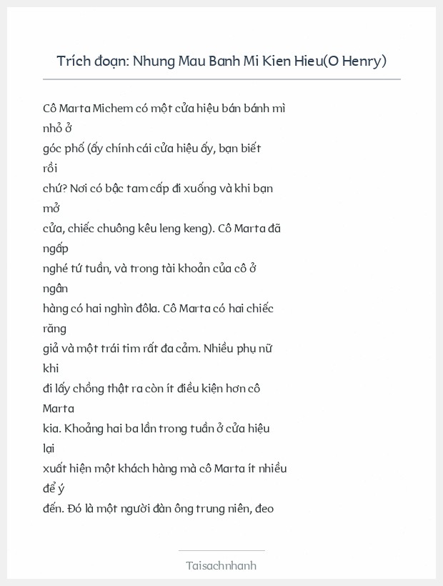 Trích đoạn Nhung Mau Banh Mi Kien Hieu(O Henry)
